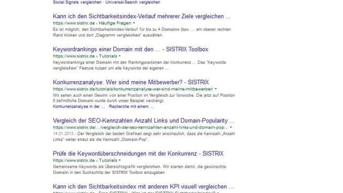 sistrix domain vergleichen Ranking Bild 